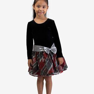 Bonnie Jean Girls 2T-16 Christmas Holiday Velvet Drop Waist Style Dress Black